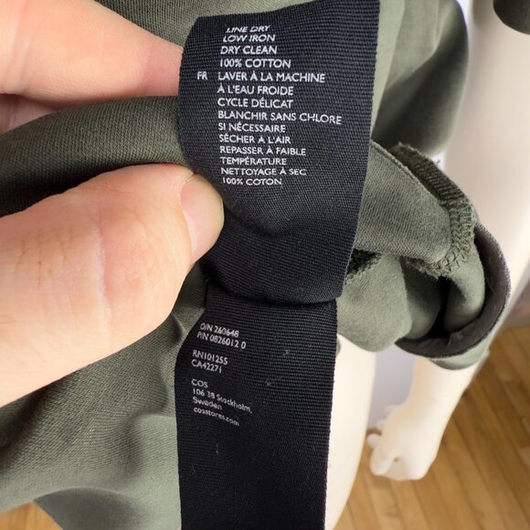 COS Short Sleeves T-Shirt Khaki Green Cotton Mini Dress Size XS - Picture 7 of 7